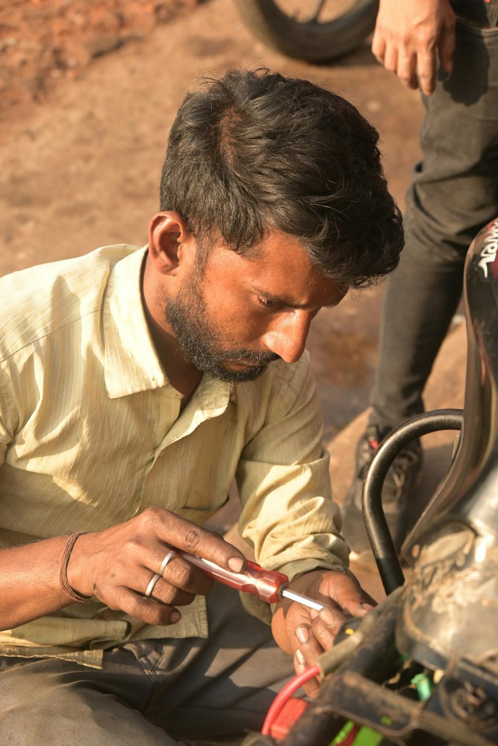 Working on luxury vehicle